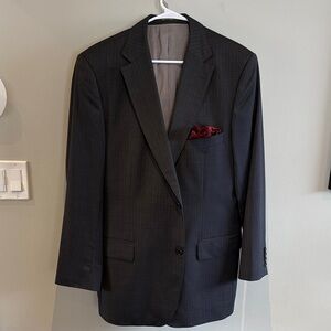 Hugo Boss Charcoal Blazer with Burgundy Accent